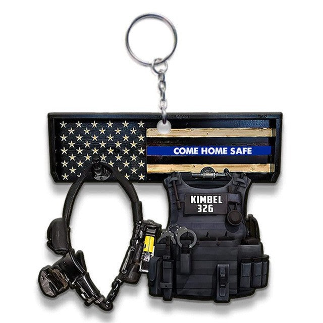 Wholesale Acrylic Flat Police Keychain